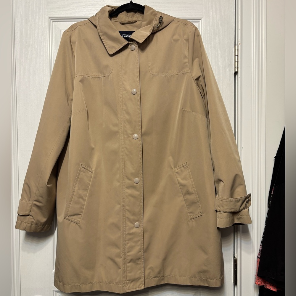 Plus Size Lands' End Beige Rain Coat Size 1X